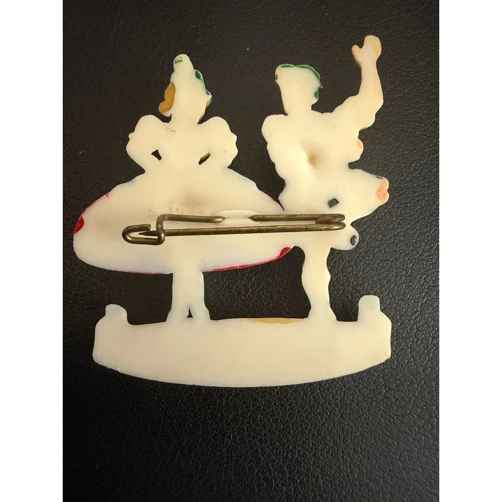 Vintage Brooch Celluloid German Austrian Dancing Couple
